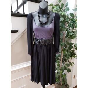 Muse Women's Purple Black Rayon Scoop Neck Long Sleeve Knee Length Dress Size 6